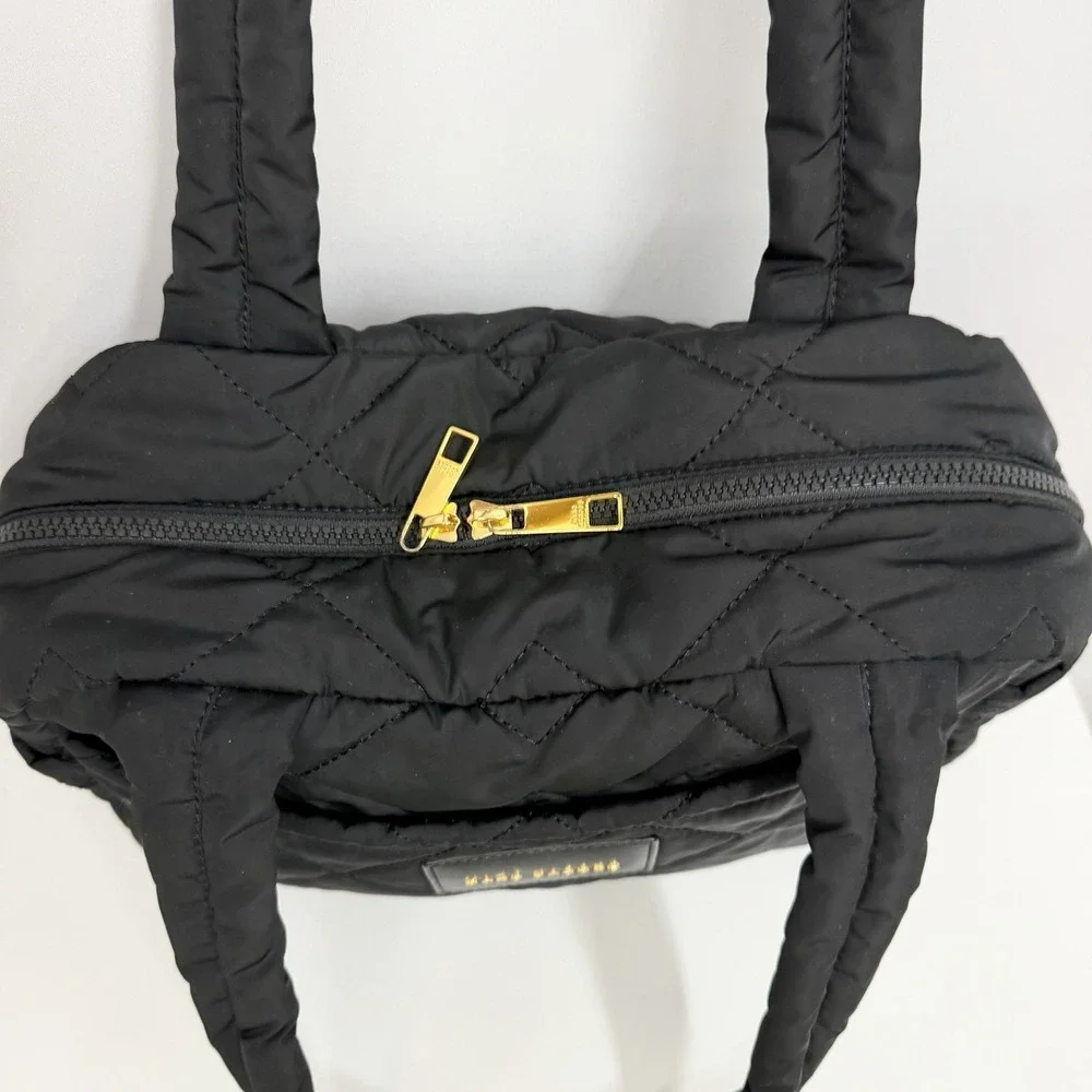Marc Jacobs Nylon Quilted Tote Bag Cross Body or Shoulder Bag Purse Black